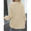MEROKEETY Women’s Chunky Cardigan Sweaters 2025 Lantern Long Sleeve Oversized Knit Outerwear with Pockets(Apricot)