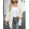 MEROKEETY Women’s Chunky Cardigan Sweaters 2025 Lantern Long Sleeve Oversized Knit Outerwear with Pockets(Beige)
