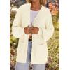 MEROKEETY Women’s Chunky Cardigan Sweaters 2025 Lantern Long Sleeve Oversized Knit Outerwear with Pockets(Beigeflower)