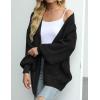 MEROKEETY Women’s Chunky Cardigan Sweaters 2025 Lantern Long Sleeve Oversized Knit Outerwear with Pockets(Black)