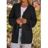 MEROKEETY Women’s Chunky Cardigan Sweaters 2025 Lantern Long Sleeve Oversized Knit Outerwear with Pockets(Blackflower)