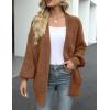 MEROKEETY Women’s Chunky Cardigan Sweaters 2025 Lantern Long Sleeve Oversized Knit Outerwear with Pockets(Brown)
