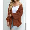 MEROKEETY Women’s Chunky Cardigan Sweaters 2025 Lantern Long Sleeve Oversized Knit Outerwear with Pockets(Caramel)
