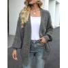 MEROKEETY Women’s Chunky Cardigan Sweaters 2025 Lantern Long Sleeve Oversized Knit Outerwear with Pockets(Dark Grey)