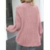 MEROKEETY Women’s Chunky Cardigan Sweaters 2025 Lantern Long Sleeve Oversized Knit Outerwear with Pockets(Dusty Pink)