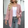 MEROKEETY Women’s Chunky Cardigan Sweaters 2025 Lantern Long Sleeve Oversized Knit Outerwear with Pockets(Dusty Pink)