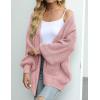 MEROKEETY Women’s Chunky Cardigan Sweaters 2025 Lantern Long Sleeve Oversized Knit Outerwear with Pockets(Dusty Pink)