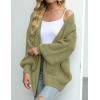 MEROKEETY Women’s Chunky Cardigan Sweaters 2025 Lantern Long Sleeve Oversized Knit Outerwear with Pockets(Green)