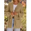 MEROKEETY Women’s Chunky Cardigan Sweaters 2025 Lantern Long Sleeve Oversized Knit Outerwear with Pockets(Khakiflower)