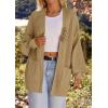 MEROKEETY Women’s Chunky Cardigan Sweaters 2025 Lantern Long Sleeve Oversized Knit Outerwear with Pockets(Khakiflower)