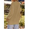 MEROKEETY Women’s Chunky Cardigan Sweaters 2025 Lantern Long Sleeve Oversized Knit Outerwear with Pockets(Khakiflower)