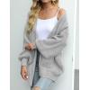 MEROKEETY Women’s Chunky Cardigan Sweaters 2025 Lantern Long Sleeve Oversized Knit Outerwear with Pockets(Light Grey)