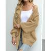 MEROKEETY Women’s Chunky Cardigan Sweaters 2025 Lantern Long Sleeve Oversized Knit Outerwear with Pockets(Light Khaki)