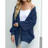 MEROKEETY Women’s Chunky Cardigan Sweaters 2025 Lantern Long Sleeve Oversized Knit Outerwear with Pockets(Navy)