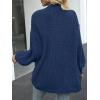 MEROKEETY Women’s Chunky Cardigan Sweaters 2025 Lantern Long Sleeve Oversized Knit Outerwear with Pockets(Navy)
