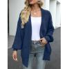 MEROKEETY Women’s Chunky Cardigan Sweaters 2025 Lantern Long Sleeve Oversized Knit Outerwear with Pockets(Navy)