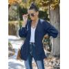 MEROKEETY Women’s Chunky Cardigan Sweaters 2025 Lantern Long Sleeve Oversized Knit Outerwear with Pockets(Navy)
