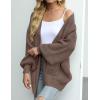 MEROKEETY Women’s Chunky Cardigan Sweaters 2025 Lantern Long Sleeve Oversized Knit Outerwear with Pockets(Nutmeg)