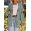 MEROKEETY Women’s Chunky Cardigan Sweaters 2025 Lantern Long Sleeve Oversized Knit Outerwear with Pockets(Sageflower)
