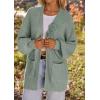 MEROKEETY Women’s Chunky Cardigan Sweaters 2025 Lantern Long Sleeve Oversized Knit Outerwear with Pockets(Sageflower)