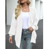 MEROKEETY Women’s Chunky Cardigan Sweaters 2025 Lantern Long Sleeve Oversized Knit Outerwear with Pockets(White)