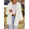 MEROKEETY Women’s Chunky Cardigan Sweaters 2025 Lantern Long Sleeve Oversized Knit Outerwear with Pockets(Whiteflower)