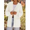 MEROKEETY Women’s Chunky Cardigan Sweaters 2025 Lantern Long Sleeve Oversized Knit Outerwear with Pockets(Whiteflower)