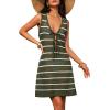 MEROKEETY Women’s Crochet Swimsuit Coverup 2026 Summer Tie Front Bathing Suit Swimwear Knit Hollow Out Beach Cover Up(Army Green)