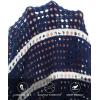 MEROKEETY Women’s Crochet Swimsuit Coverup 2026 Summer Tie Front Bathing Suit Swimwear Knit Hollow Out Beach Cover Up(Navy)