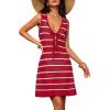 MEROKEETY Women’s Crochet Swimsuit Coverup 2026 Summer Tie Front Bathing Suit Swimwear Knit Hollow Out Beach Cover Up(Red)