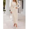 MEROKEETY Women’s Fall Long Sleeve Bodycon Dresses Elegant Wedding Guest Cocktail Party Midi Maxi Dress(Apricot)