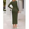 MEROKEETY Women’s Fall Long Sleeve Bodycon Dresses Elegant Wedding Guest Cocktail Party Midi Maxi Dress(Army Green)