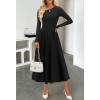 MEROKEETY Women’s Fall Long Sleeve Wedding Guest Dresses 2025 One Shoulder Elegant Formal Pleated Midi Maxi Dress(Black)