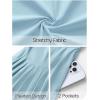 MEROKEETY Women’s Fall Long Sleeve Wedding Guest Dresses 2025 One Shoulder Elegant Formal Pleated Midi Maxi Dress(Blue)
