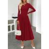 MEROKEETY Women’s Fall Long Sleeve Wedding Guest Dresses 2025 One Shoulder Elegant Formal Pleated Midi Maxi Dress(Winered)
