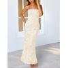 MEROKEETY Women’s Floral Strapless Maxi Dress 2026 Summer Mesh Tube Bodycon Formal Wedding Guest Cocktail Party Long Dresses(Apricot)