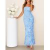 MEROKEETY Women’s Floral Strapless Maxi Dress 2026 Summer Mesh Tube Bodycon Formal Wedding Guest Cocktail Party Long Dresses(Blue)
