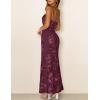 MEROKEETY Women’s Floral Strapless Maxi Dress 2026 Summer Mesh Tube Bodycon Formal Wedding Guest Cocktail Party Long Dresses(Burgundy)