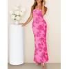 MEROKEETY Women’s Floral Strapless Maxi Dress 2026 Summer Mesh Tube Bodycon Formal Wedding Guest Cocktail Party Long Dresses(Hotpink)