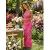 MEROKEETY Women’s Floral Strapless Maxi Dress 2026 Summer Mesh Tube Bodycon Formal Wedding Guest Cocktail Party Long Dresses(Hotpink)