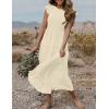 MEROKEETY Women’s Flutter Short Sleeve Smocked Midi Dress Summer Casual Tiered A-Line Dress(Apricot)