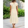 MEROKEETY Women’s Flutter Short Sleeve Smocked Midi Dress Summer Casual Tiered A-Line Dress(Apricot)