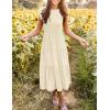 MEROKEETY Women’s Flutter Short Sleeve Smocked Midi Dress Summer Casual Tiered A-Line Dress(Apricot)