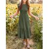 MEROKEETY Women’s Flutter Short Sleeve Smocked Midi Dress Summer Casual Tiered A-Line Dress(Armygreen)