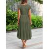 MEROKEETY Women’s Flutter Short Sleeve Smocked Midi Dress Summer Casual Tiered A-Line Dress(Armygreen)