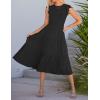 MEROKEETY Women’s Flutter Short Sleeve Smocked Midi Dress Summer Casual Tiered A-Line Dress(Black)