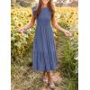 MEROKEETY Women’s Flutter Short Sleeve Smocked Midi Dress Summer Casual Tiered A-Line Dress(Dustyblue)