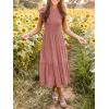 MEROKEETY Women’s Flutter Short Sleeve Smocked Midi Dress Summer Casual Tiered A-Line Dress(Dustypink)