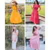 MEROKEETY Women’s Flutter Short Sleeve Smocked Midi Dress Summer Casual Tiered A-Line Dress(Dustypink)