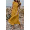 MEROKEETY Women’s Flutter Short Sleeve Smocked Midi Dress Summer Casual Tiered A-Line Dress(Ginger)